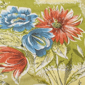 1950s Vintage viscose textured fabric, abstraction bouquets flowers Home decor