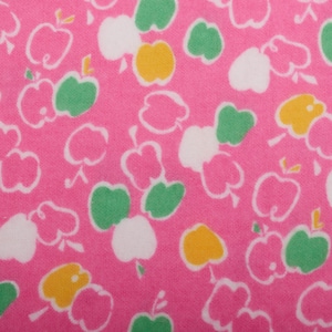 Vintage Cotton Flannel Fabric, Pink Apple Print, 1970s Soft Fabric For Sewing