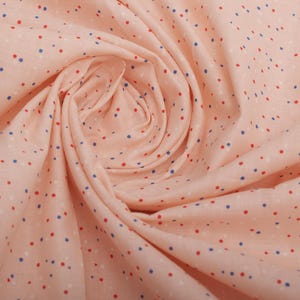 Vintage Cotton Fabric, Pink Polka Dot Print, 1960s Lightweight Sewing Material