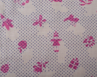 1950s Vintage viscose dressmaking fabric, ditsy flowers polka dots