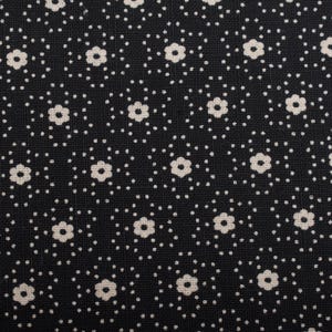 Charming Vintage 1940s Black Floral Print Cotton Fabric for Sewing Projects