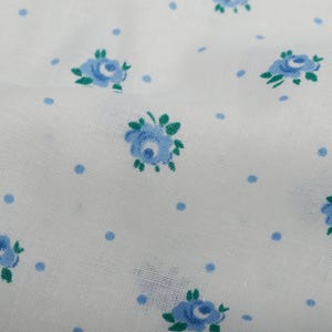 Blue Floral French Cotton Fabric, 1960s Sewing Material