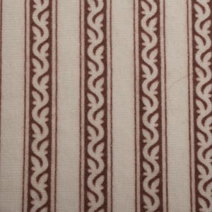 Tissu en flanelle de coton vintage des années 1960, rayures florales marron blanc, matériel de couture