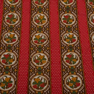 Rare 1950s Vintage flower fabric, sateen cotton, flowers polka dots