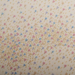 1970s Vintage Cotton Terrycloth Fabric, Small Floral Print, Beige Blue Pink