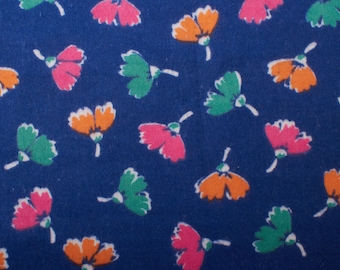 Vintage katoenen flanellen stof uit de jaren 60: bloemenprint