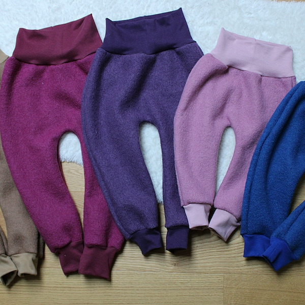 Handmade Walkhose aus Schurwolle Merinowolle Wollhose Wollwalk Walkloden lila violett blau rosa beige grün Geschenk Mädchen Jungen Frühchen