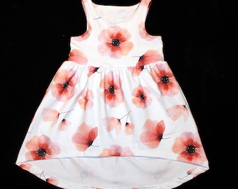 Kleid Mohnblume aus Bio-Baumwolljersey rot weiß Sommer kurzarm Geschenk Vokuhila Mädchen Baby Kind Mohn Blume 68 74 80 86 92 98 104 110 116