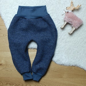 Handmade Walkhose aus Schurwolle Merinowolle Wollhose Wollwalk Walkloden hypoallergen blau rosa beige grün Geschenk Mädchen Jungen Frühchen Blau meliert