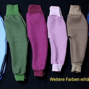 Handmade Walkhose aus Schurwolle Merinowolle Wollhose Wollwalk Walkloden hypoallergen blau rosa beige grün Geschenk Mädchen Jungen Frühchen Bild 1