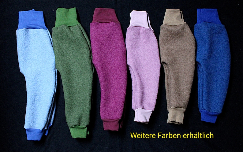 Handmade Walkhose aus Schurwolle Merinowolle Wollhose Wollwalk Walkloden hypoallergen blau rosa beige grün Geschenk Mädchen Jungen Frühchen Bild 1