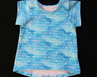 Handmade T-Shirt Baumwolle große Stoffauswahl Herzensmensch aquarell blau rosa orange pink Jungs Jungen  Mädchen Shirt Baumwolljersey