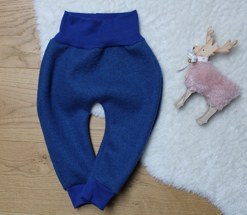 Handmade Walkhose aus Schurwolle Merinowolle Wollhose Wollwalk Walkloden hypoallergen blau rosa beige grün Geschenk Mädchen Jungen Frühchen Jeansblau