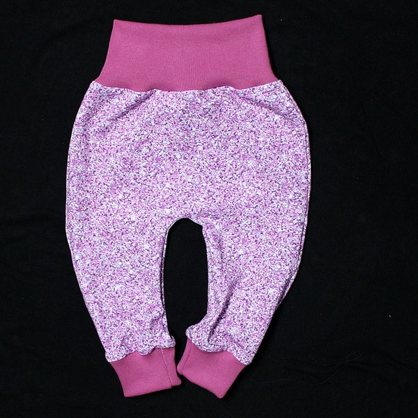 Handmade Pumphose Glitzer Mitwachshose Glitzeroptik Funkel Pailletten-Optik Babyhose Bio-Baumwolljersey Baumwolle Mädchen Geschenk 92 98 104