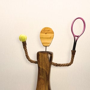 Tennis Player, female Wood Figurine, faceless