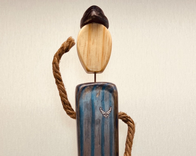 Air Force Airman faceless wood figurine hand made.