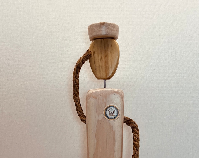 Navy Sailor Handmade Wood Figurine - Rustic Artistry & Personal Touch for Home Decor