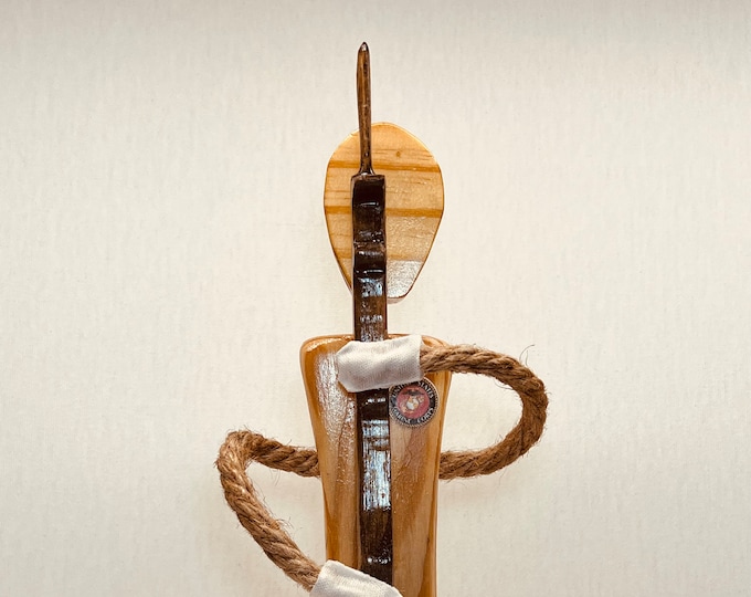 Marine Soldier - female wood figurine hand made. faceless