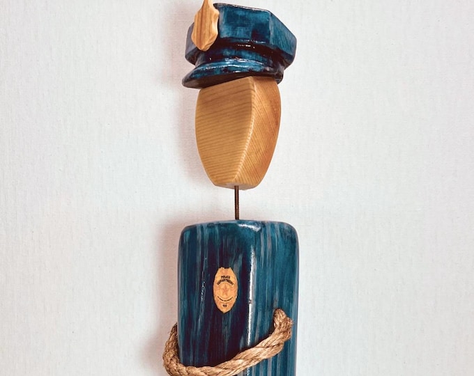 Police officer  hand made wood figurine