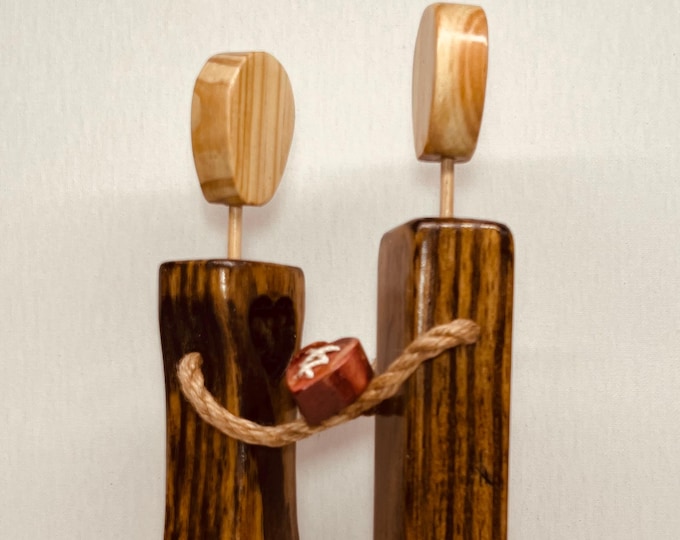 Hand Carved Wood Couple Figurine: Mending Hearts, Symbol of Love