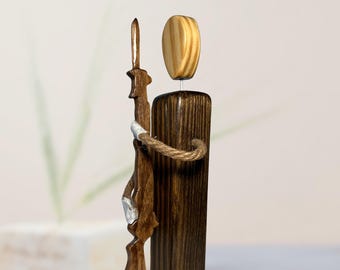 Marine soldier hand made wood figurine.