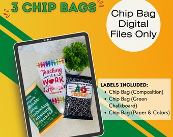 Digital Teacher Appreciation Chip Bag Labels | Digital File ONLY | All 3 Chip Bag labels ONLY