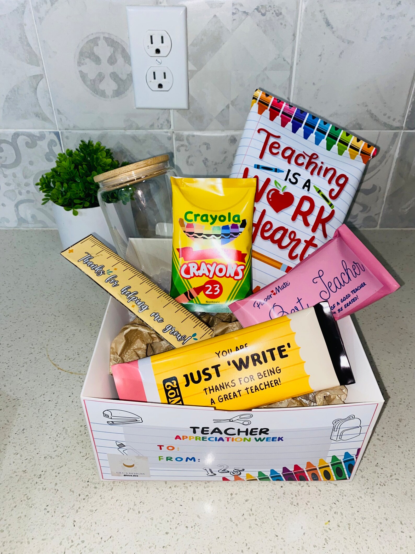 Teacher Appreciation Box W/ 16 Oz Glass Cup Teacher Gift Etsy
