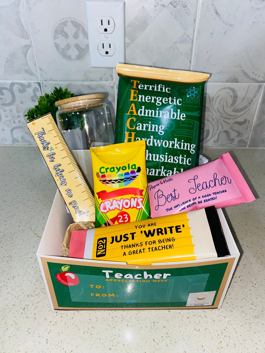 Teacher Appreciation Box W/ 16 Oz Glass Cup Teacher Gift Teacher Box