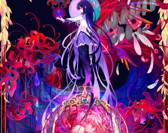 Madoka Magica (Homura and Madoka) Art Print Poster - "Chicken and Egg, Witch Came First?"