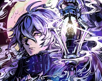 Flins Genshin Impact Poster Print - Lantern in the Night