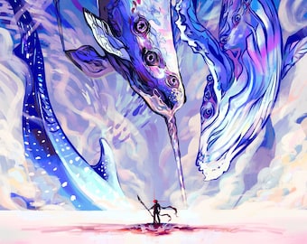 Genshin Impact Tartaglia Childe Abyss Narwhal Poster Print