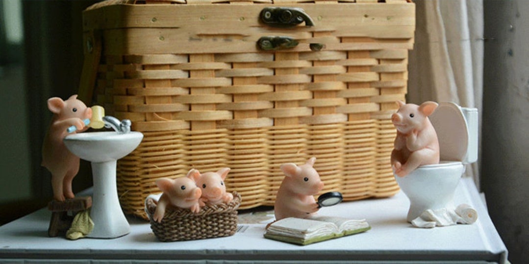 Handmade Resin Crafts Toilet Cute Pig Ornament Simulation Etsy