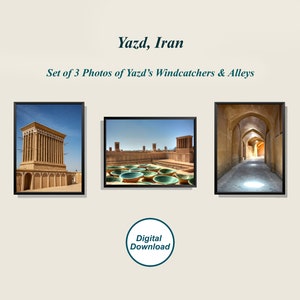 Set of 3 Yazd Photos, Iran Photo, Yazd Windcatchers Poster, Ancient City Print, Persian Architecture, Yazd Wind Tower, UNESCO World Heritage