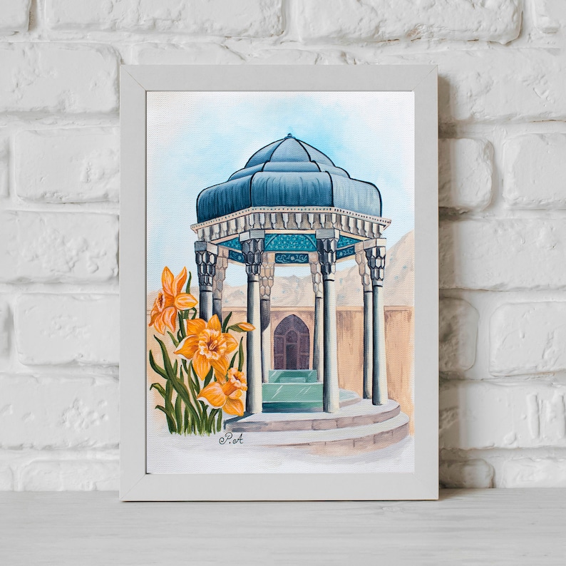 Tomb of Hafez With Daffodils Printable, Persian Architecture Wall Decor, Shiraz Photo, Iranian ...