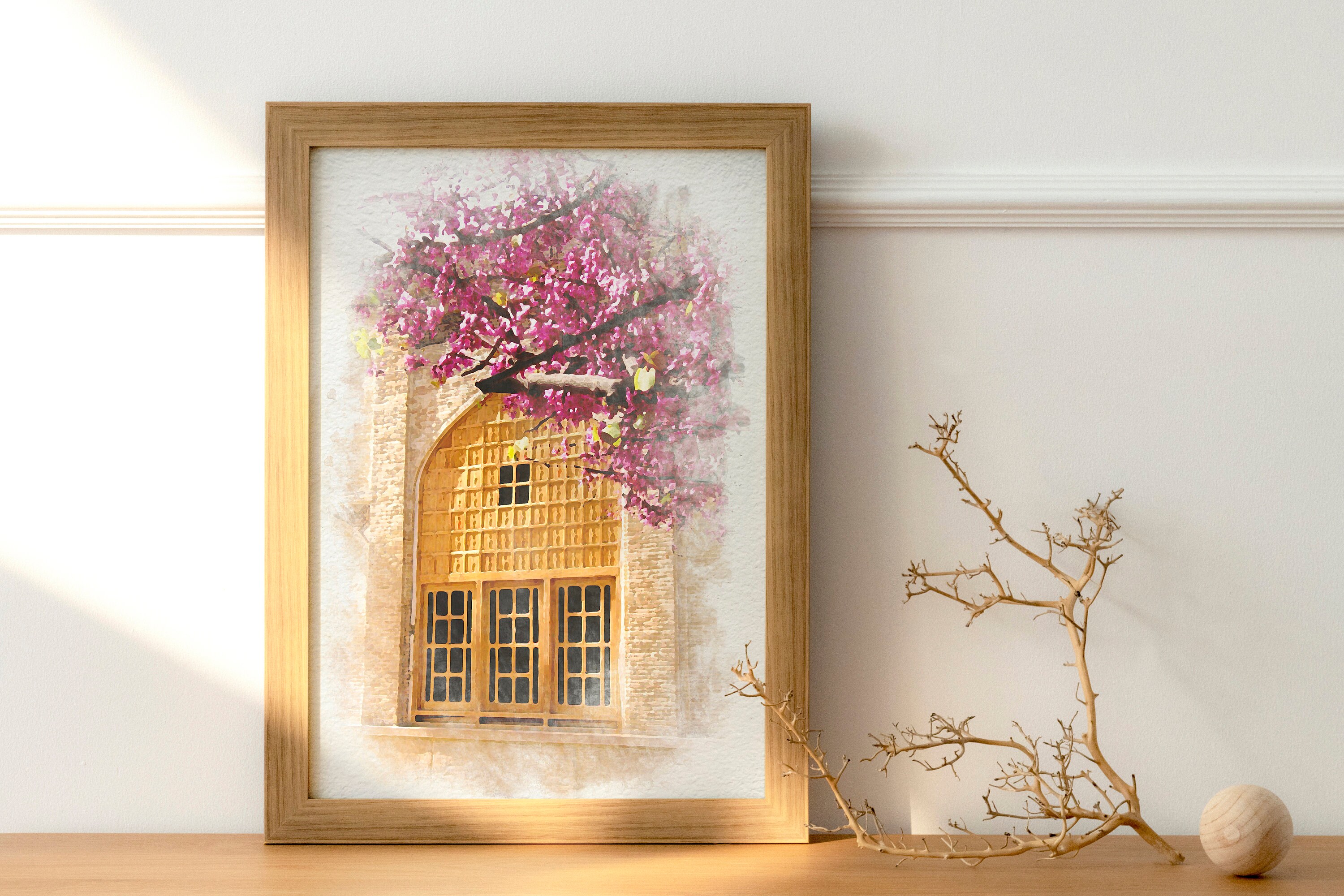 Shiraz Watercolor Digital Painting, Iran Poster, Old Window Photo ...