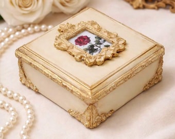 Rose Decoupage Keepsake Box: Shabby Chic Treasure Chest, Birth Flower Trinket