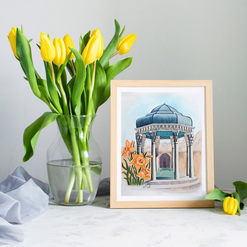 Tomb of Hafez With Daffodils Printable, Persian Architecture Wall Decor, Shiraz Photo, Iranian ...