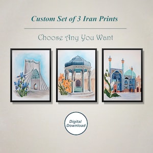 Custom Set of 3 Iran Printable, Acrylic Paintings Photo, Persian Architecture, Shiraz Photo, Iran Wall Art, Tehran Poster, Iran Poster