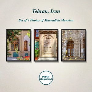 Set of 3 Tehran Photos, Persian Architecture Printable, Masoudieh Mansion Photos, Living Room Wall Decor, Iranian Art Poster, Persian Art