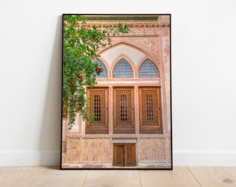 Persian Wooden Windows with Pomegranate Trees, Isfahan Photo, Iran Poster, Kashan Photo, Iranian Art, Persian Poster, Esfahan Printable