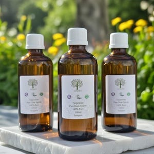 Espíritus de trementina orgánicos puros en botella de vidrio con gotero grande de 100 ml (3,5 fl oz)