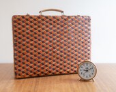 1960s woven suitcase, vintage bamboo woven case