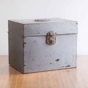 Vintage industrial metal file box