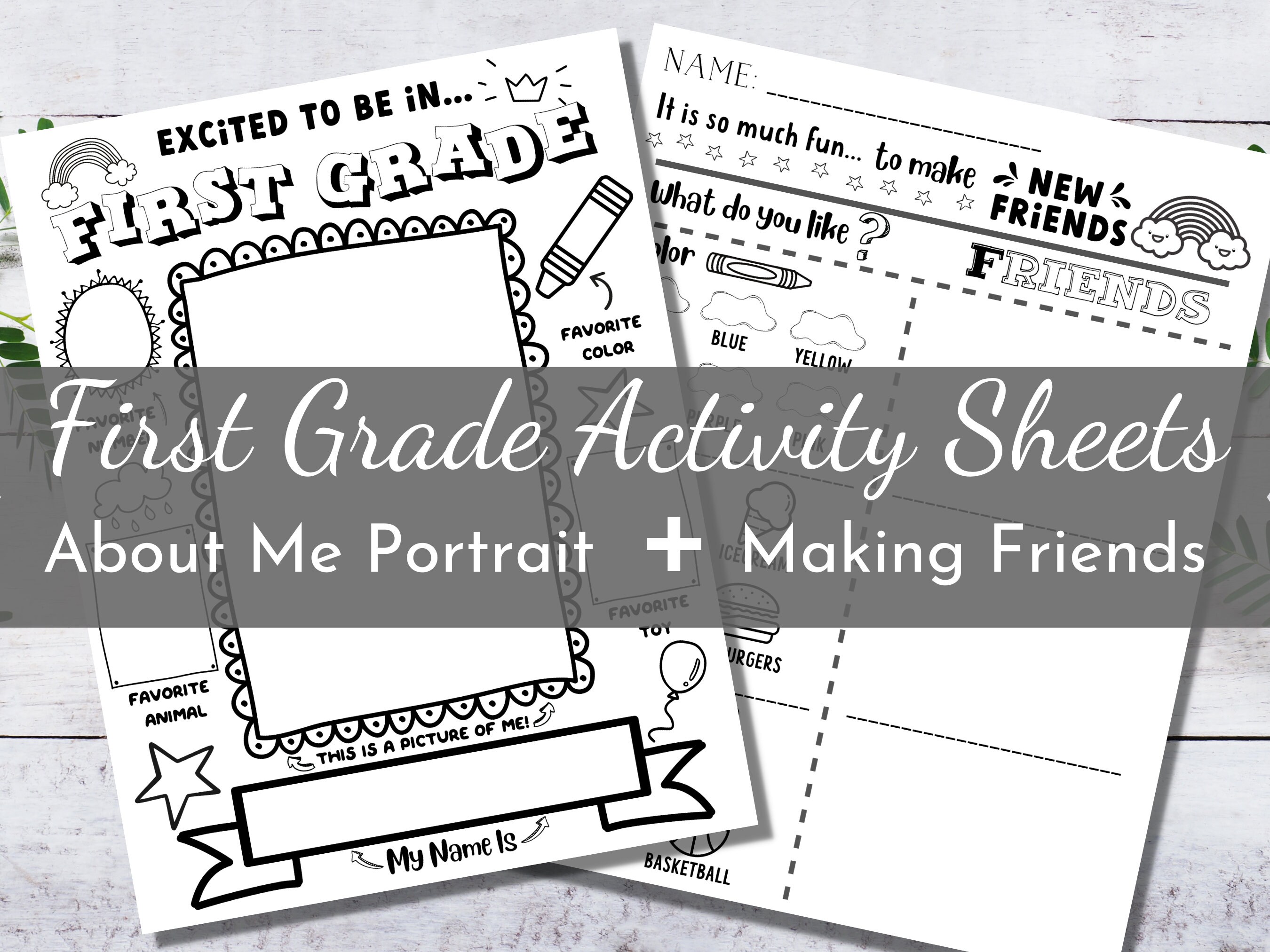 FIRST GRADE Activity Sheets - All About Me Portrait Page + Making ...