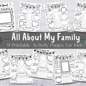 All About My Family Printable -  9 Printable Activity Pages - School Printable - Homeschool Printable - Instant Download