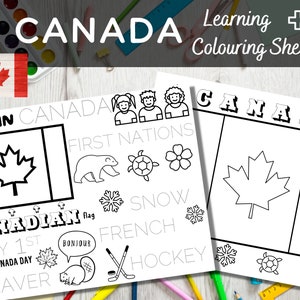 KANADA Aktivitätsbögen - Digitaler Download - Kanadisches Arbeitsblatt - Lehrer zum Ausdrucken - Kanadische Flagge - Primäres Arbeitsblatt
