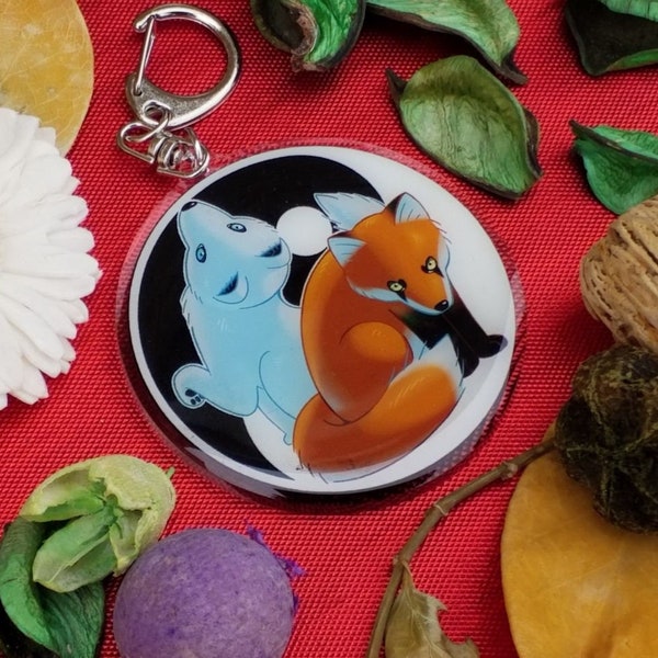 YIN YANG FOXES - Double sided Kerchain