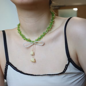 LILY OF VALLEY | beaded choker | handmade jewelry | dainty necklace | flower beaded choker | lily chocker | beaded necklace | green jewelry