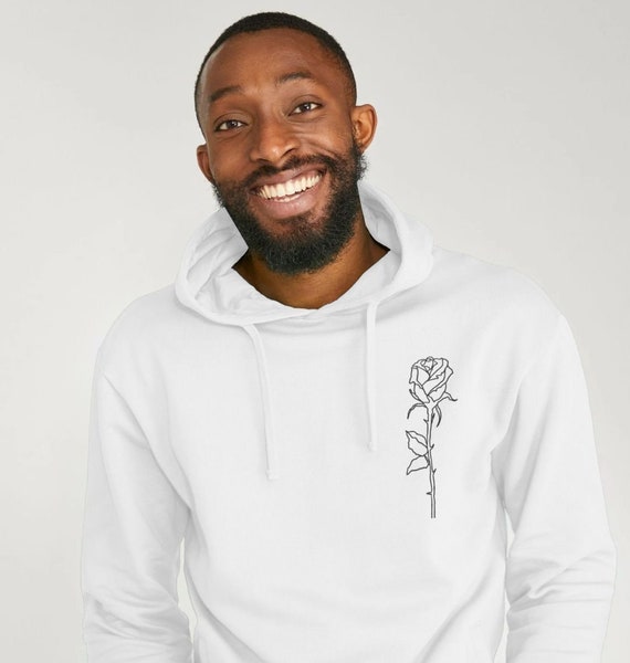 White hoodie sales with roses mens