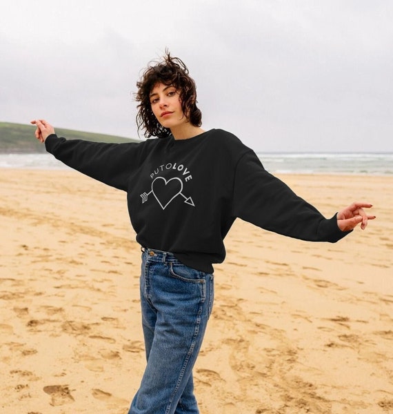 Puto Love Women s Oversized Black Jumper Etsy